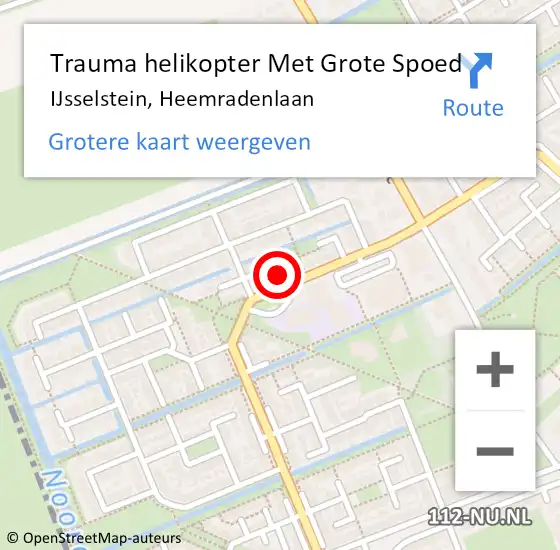 Locatie op kaart van de 112 melding: Trauma helikopter Met Grote Spoed Naar IJsselstein, Heemradenlaan op 4 september 2022 16:22