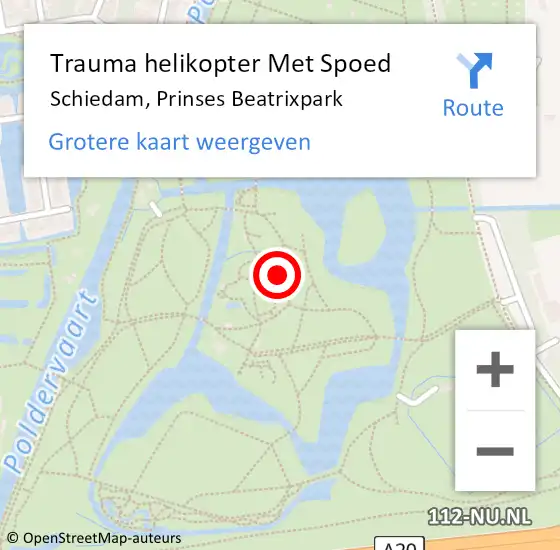 Locatie op kaart van de 112 melding: Trauma helikopter Met Spoed Naar Schiedam, Prinses Beatrixpark op 4 september 2022 16:37