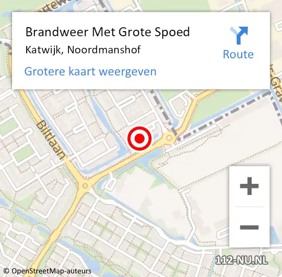 Locatie op kaart van de 112 melding: Brandweer Met Grote Spoed Naar Katwijk, Noordmanshof op 4 september 2022 16:55