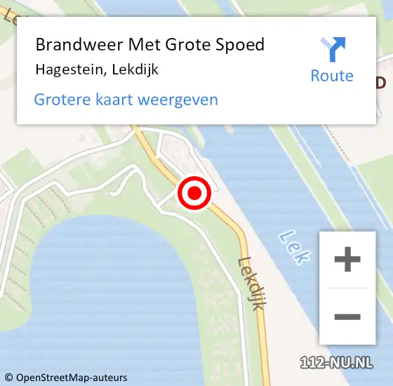 Locatie op kaart van de 112 melding: Brandweer Met Grote Spoed Naar Hagestein, Lekdijk op 4 september 2022 16:56