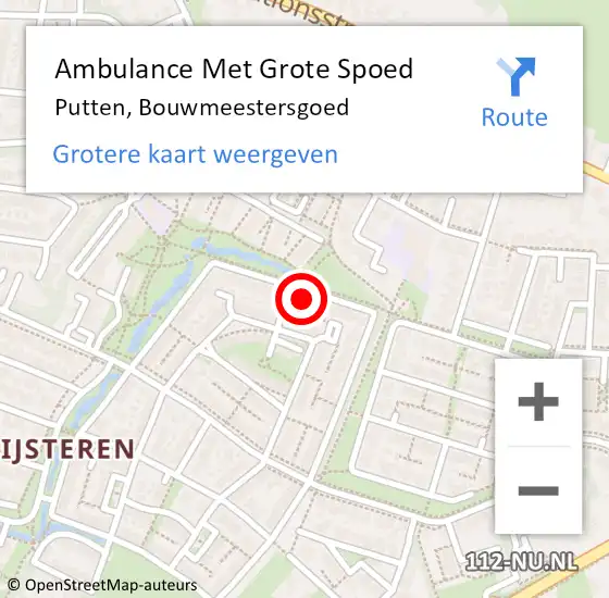 Locatie op kaart van de 112 melding: Ambulance Met Grote Spoed Naar Putten, Bouwmeestersgoed op 4 september 2022 17:12