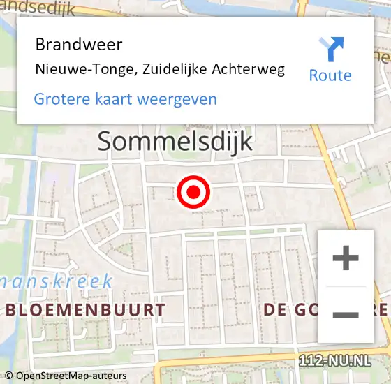 Locatie op kaart van de 112 melding: Brandweer Nieuwe-Tonge, Zuidelijke Achterweg op 4 september 2022 17:22