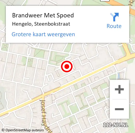 Locatie op kaart van de 112 melding: Brandweer Met Spoed Naar Hengelo, Steenbokstraat op 4 september 2022 17:30