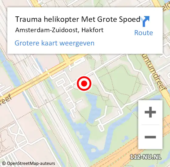 Locatie op kaart van de 112 melding: Trauma helikopter Met Grote Spoed Naar Amsterdam-Zuidoost, Hakfort op 4 september 2022 17:52