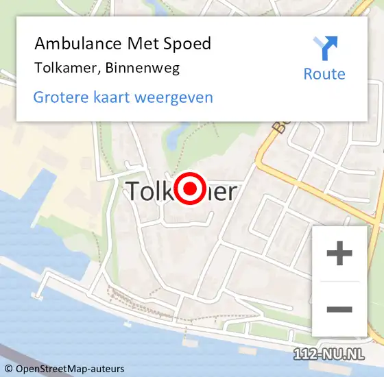 Locatie op kaart van de 112 melding: Ambulance Met Spoed Naar Tolkamer, Binnenweg op 4 september 2022 17:57