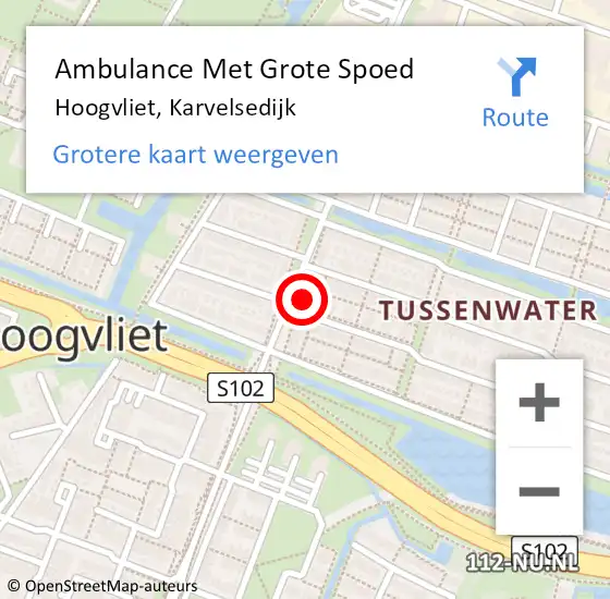 Locatie op kaart van de 112 melding: Ambulance Met Grote Spoed Naar Hoogvliet, Karvelsedijk op 4 september 2022 18:07