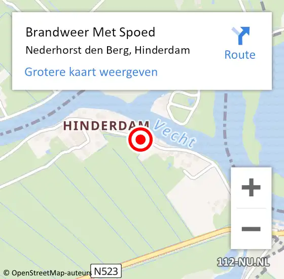 Locatie op kaart van de 112 melding: Brandweer Met Spoed Naar Nederhorst den Berg, Hinderdam op 4 september 2022 18:18