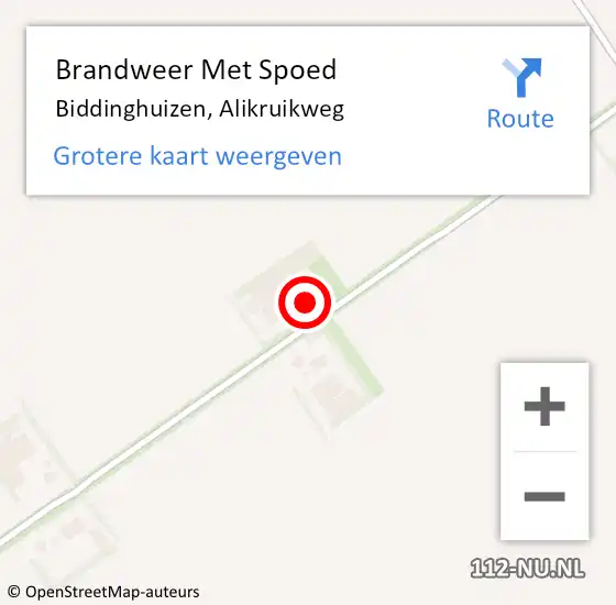 Locatie op kaart van de 112 melding: Brandweer Met Spoed Naar Biddinghuizen, Alikruikweg op 4 september 2022 18:20