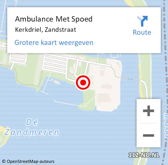 Locatie op kaart van de 112 melding: Ambulance Met Spoed Naar Kerkdriel, Zandstraat op 4 september 2022 18:21
