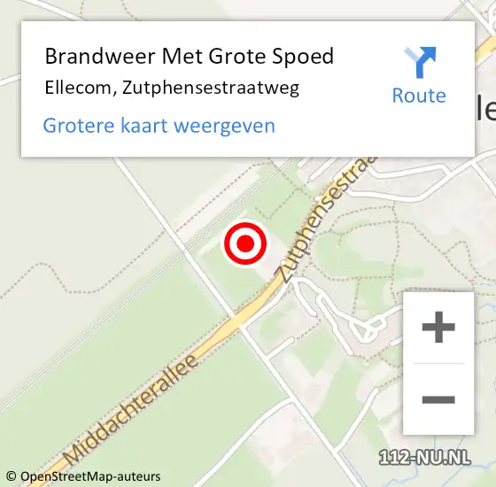 Locatie op kaart van de 112 melding: Brandweer Met Grote Spoed Naar Ellecom, Zutphensestraatweg op 4 september 2022 18:23