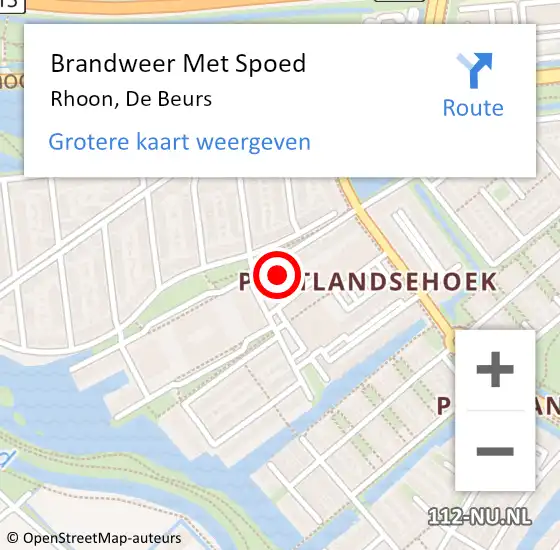 Locatie op kaart van de 112 melding: Brandweer Met Spoed Naar Rhoon, De Beurs op 4 september 2022 18:33