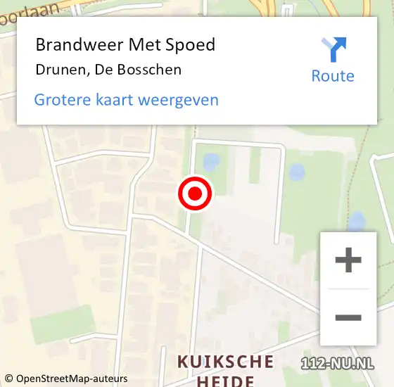 Locatie op kaart van de 112 melding: Brandweer Met Spoed Naar Drunen, De Bosschen op 4 september 2022 18:35