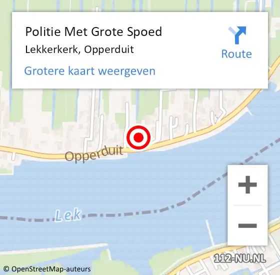 Locatie op kaart van de 112 melding: Politie Met Grote Spoed Naar Lekkerkerk, Opperduit op 4 september 2022 18:35