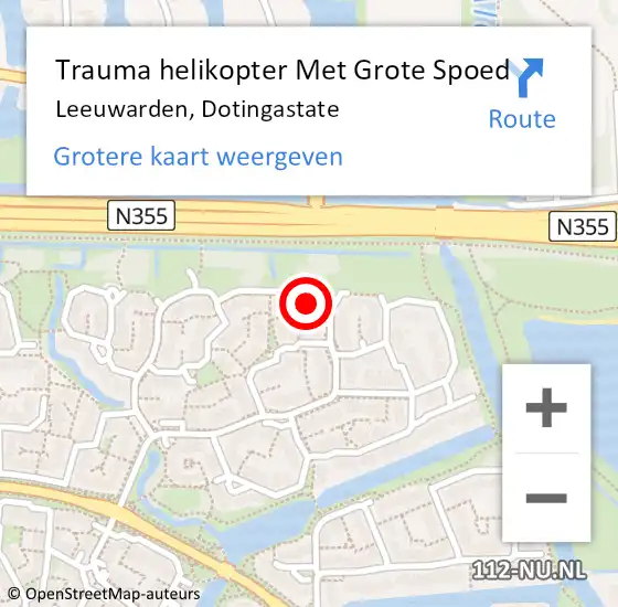 Locatie op kaart van de 112 melding: Trauma helikopter Met Grote Spoed Naar Leeuwarden, Dotingastate op 4 september 2022 18:35