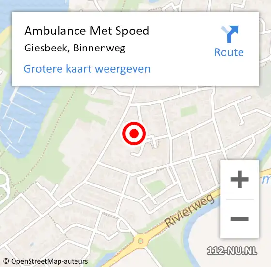 Locatie op kaart van de 112 melding: Ambulance Met Spoed Naar Giesbeek, Binnenweg op 4 september 2022 18:36