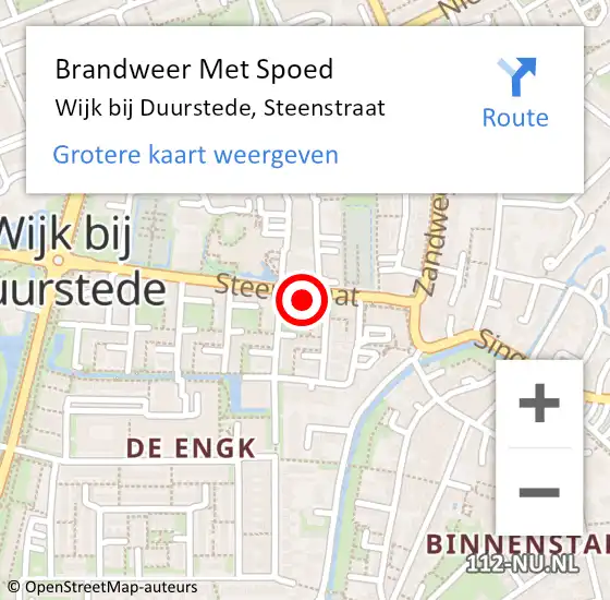 Locatie op kaart van de 112 melding: Brandweer Met Spoed Naar Wijk bij Duurstede, Steenstraat op 4 september 2022 18:43