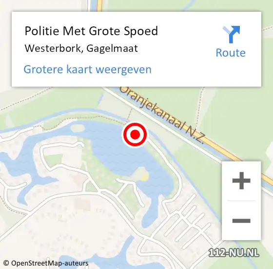 Locatie op kaart van de 112 melding: Politie Met Grote Spoed Naar Westerbork, Gagelmaat op 4 september 2022 18:48