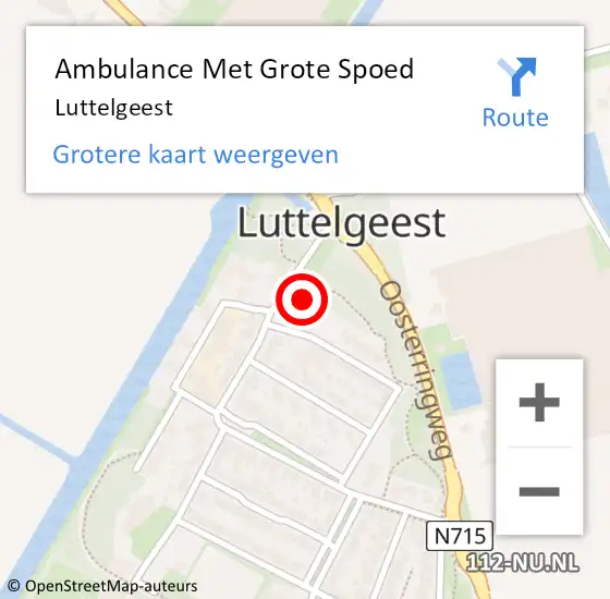 Locatie op kaart van de 112 melding: Ambulance Met Grote Spoed Naar Luttelgeest op 4 september 2022 18:52