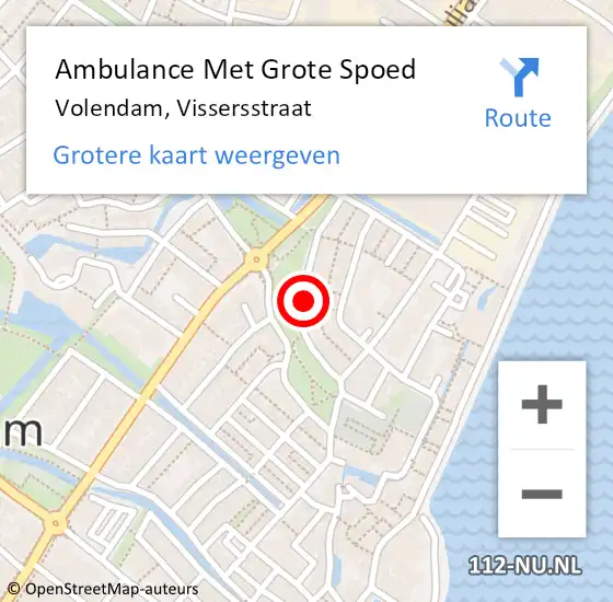 Locatie op kaart van de 112 melding: Ambulance Met Grote Spoed Naar Volendam, Vissersstraat op 4 september 2022 18:53