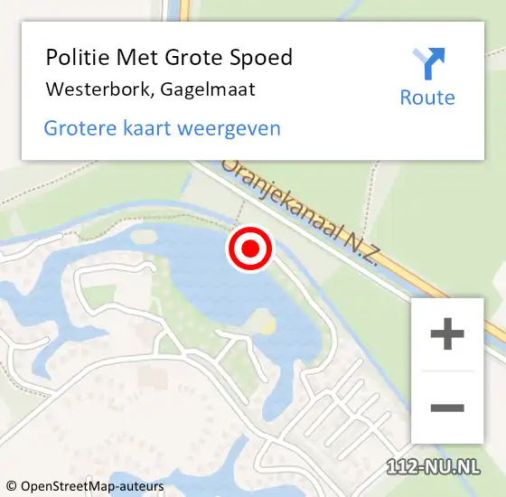 Locatie op kaart van de 112 melding: Politie Met Grote Spoed Naar Westerbork, Gagelmaat op 4 september 2022 19:04