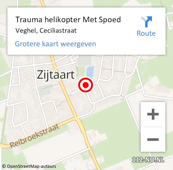 Locatie op kaart van de 112 melding: Trauma helikopter Met Spoed Naar Veghel, Ceciliastraat op 4 september 2022 19:38