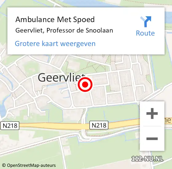 Locatie op kaart van de 112 melding: Ambulance Met Spoed Naar Geervliet, Professor de Snoolaan op 4 september 2022 19:58