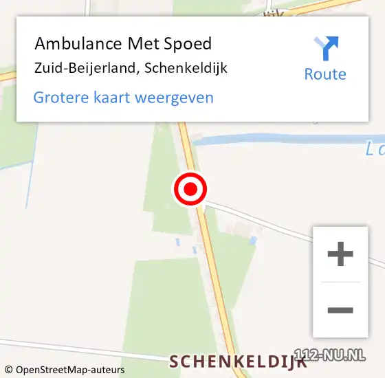 Locatie op kaart van de 112 melding: Ambulance Met Spoed Naar Zuid-Beijerland, Schenkeldijk op 4 september 2022 20:09