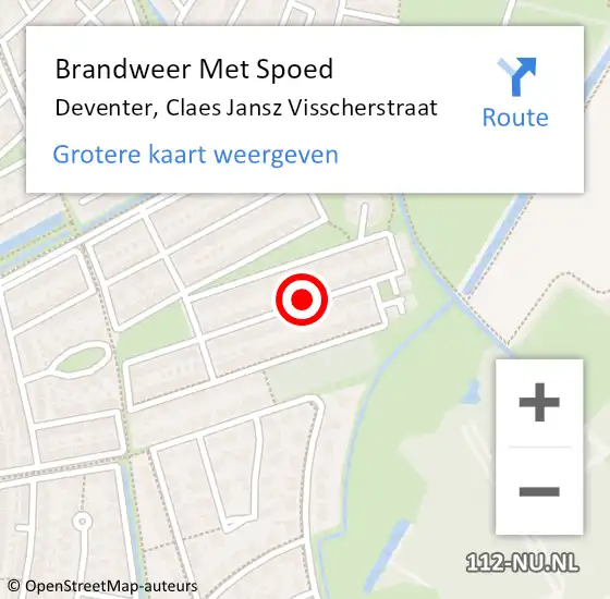 Locatie op kaart van de 112 melding: Brandweer Met Spoed Naar Deventer, Claes Jansz Visscherstraat op 4 september 2022 20:15