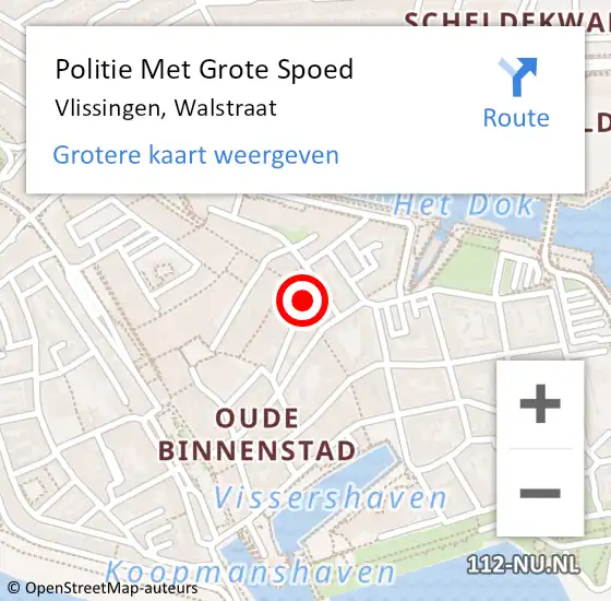 Locatie op kaart van de 112 melding: Politie Met Grote Spoed Naar Vlissingen, Walstraat op 4 september 2022 20:16