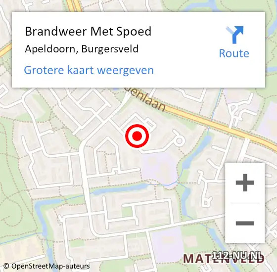 Locatie op kaart van de 112 melding: Brandweer Met Spoed Naar Apeldoorn, Burgersveld op 4 september 2022 20:23