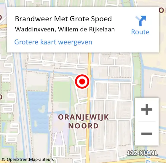 Locatie op kaart van de 112 melding: Brandweer Met Grote Spoed Naar Waddinxveen, Willem de Rijkelaan op 4 september 2022 20:38