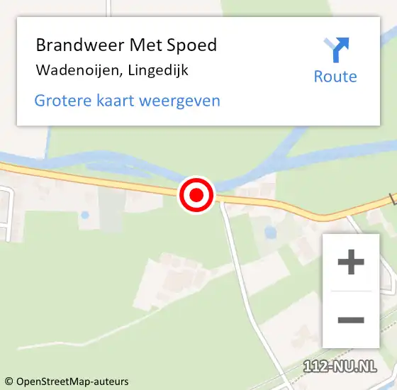 Locatie op kaart van de 112 melding: Brandweer Met Spoed Naar Wadenoijen, Lingedijk op 4 september 2022 20:39