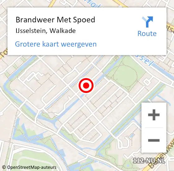 Locatie op kaart van de 112 melding: Brandweer Met Spoed Naar IJsselstein, Walkade op 4 september 2022 20:52