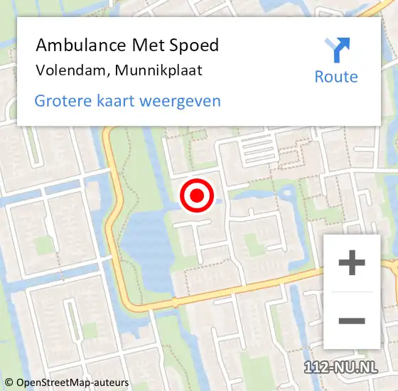 Locatie op kaart van de 112 melding: Ambulance Met Spoed Naar Volendam, Munnikplaat op 4 september 2022 21:07