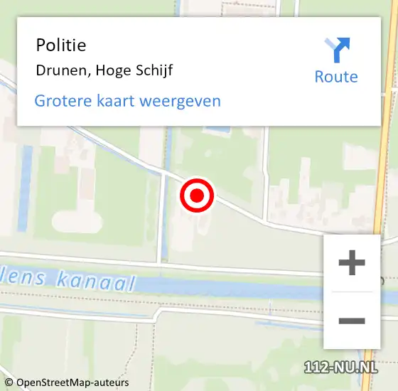 Locatie op kaart van de 112 melding: Politie Drunen, Hoge Schijf op 4 september 2022 21:11