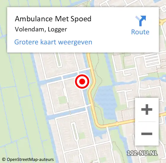 Locatie op kaart van de 112 melding: Ambulance Met Spoed Naar Volendam, Logger op 4 september 2022 21:18