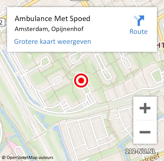 Locatie op kaart van de 112 melding: Ambulance Met Spoed Naar Amsterdam-Zuidoost, Opijnenhof op 4 september 2022 21:21