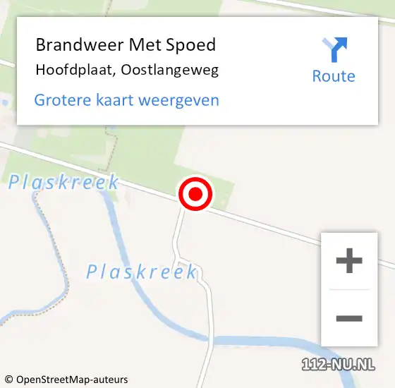 Locatie op kaart van de 112 melding: Brandweer Met Spoed Naar Hoofdplaat, Oostlangeweg op 4 september 2022 21:30