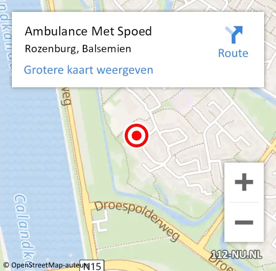 Locatie op kaart van de 112 melding: Ambulance Met Spoed Naar Rozenburg, Balsemien op 4 september 2022 21:30