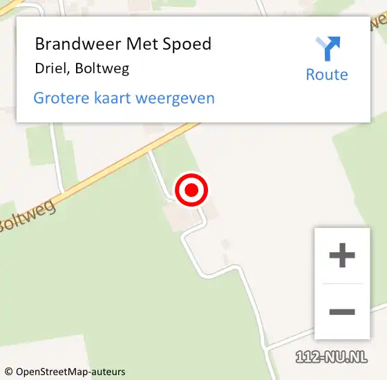 Locatie op kaart van de 112 melding: Brandweer Met Spoed Naar Driel, Boltweg op 4 september 2022 22:04