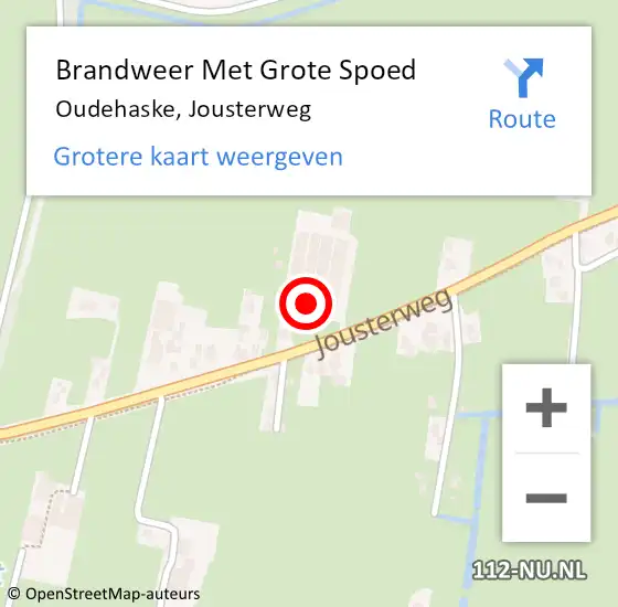 Locatie op kaart van de 112 melding: Brandweer Met Grote Spoed Naar Oudehaske, Jousterweg op 4 september 2022 22:27