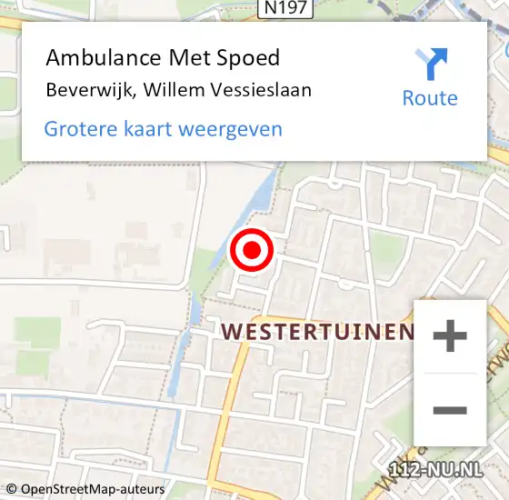 Locatie op kaart van de 112 melding: Ambulance Met Spoed Naar Beverwijk, Willem Vessieslaan op 4 september 2022 23:10