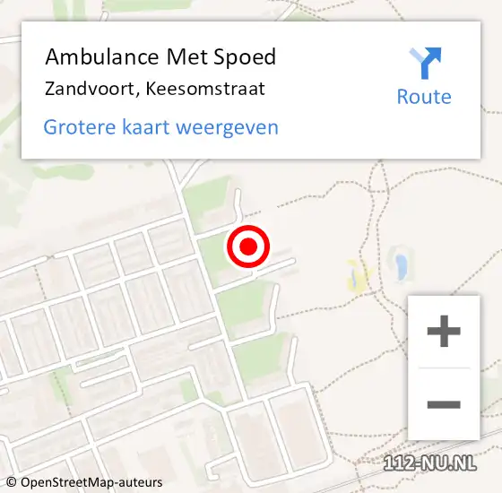 Locatie op kaart van de 112 melding: Ambulance Met Spoed Naar Zandvoort, Keesomstraat op 4 september 2022 23:15