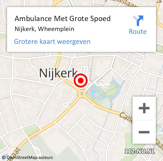 Locatie op kaart van de 112 melding: Ambulance Met Grote Spoed Naar Nijkerk, Wheemplein op 5 september 2022 00:19