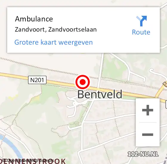 Locatie op kaart van de 112 melding: Ambulance Zandvoort, Zandvoortselaan op 5 september 2022 00:22