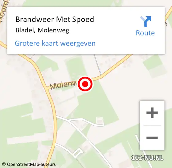 Locatie op kaart van de 112 melding: Brandweer Met Spoed Naar Bladel, Molenweg op 5 september 2022 00:46