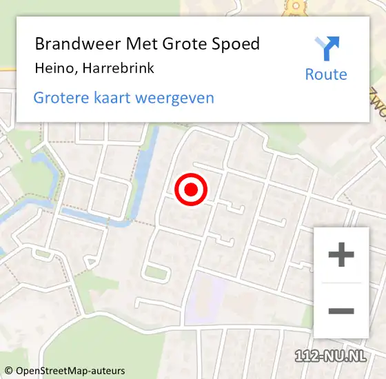 Locatie op kaart van de 112 melding: Brandweer Met Grote Spoed Naar Heino, Harrebrink op 5 september 2022 01:30