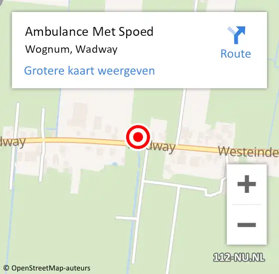 Locatie op kaart van de 112 melding: Ambulance Met Spoed Naar Wognum, Wadway op 5 september 2022 02:06