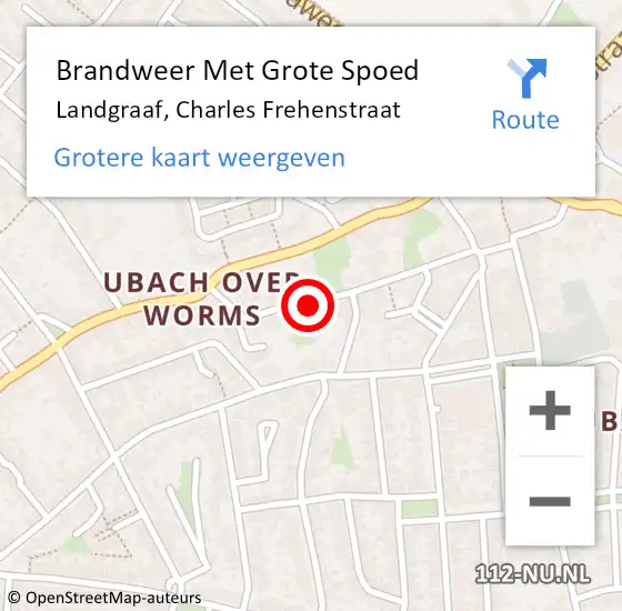 Locatie op kaart van de 112 melding: Brandweer Met Grote Spoed Naar Landgraaf, Charles Frehenstraat op 5 september 2022 03:09