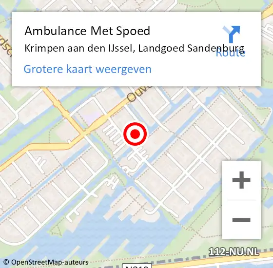 Locatie op kaart van de 112 melding: Ambulance Met Spoed Naar Krimpen aan den IJssel, Landgoed Sandenburg op 5 september 2022 03:49